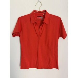 Cutter & Buck Women Orange Organic Cotton Spandex Short Sleeve Polo Shirt M